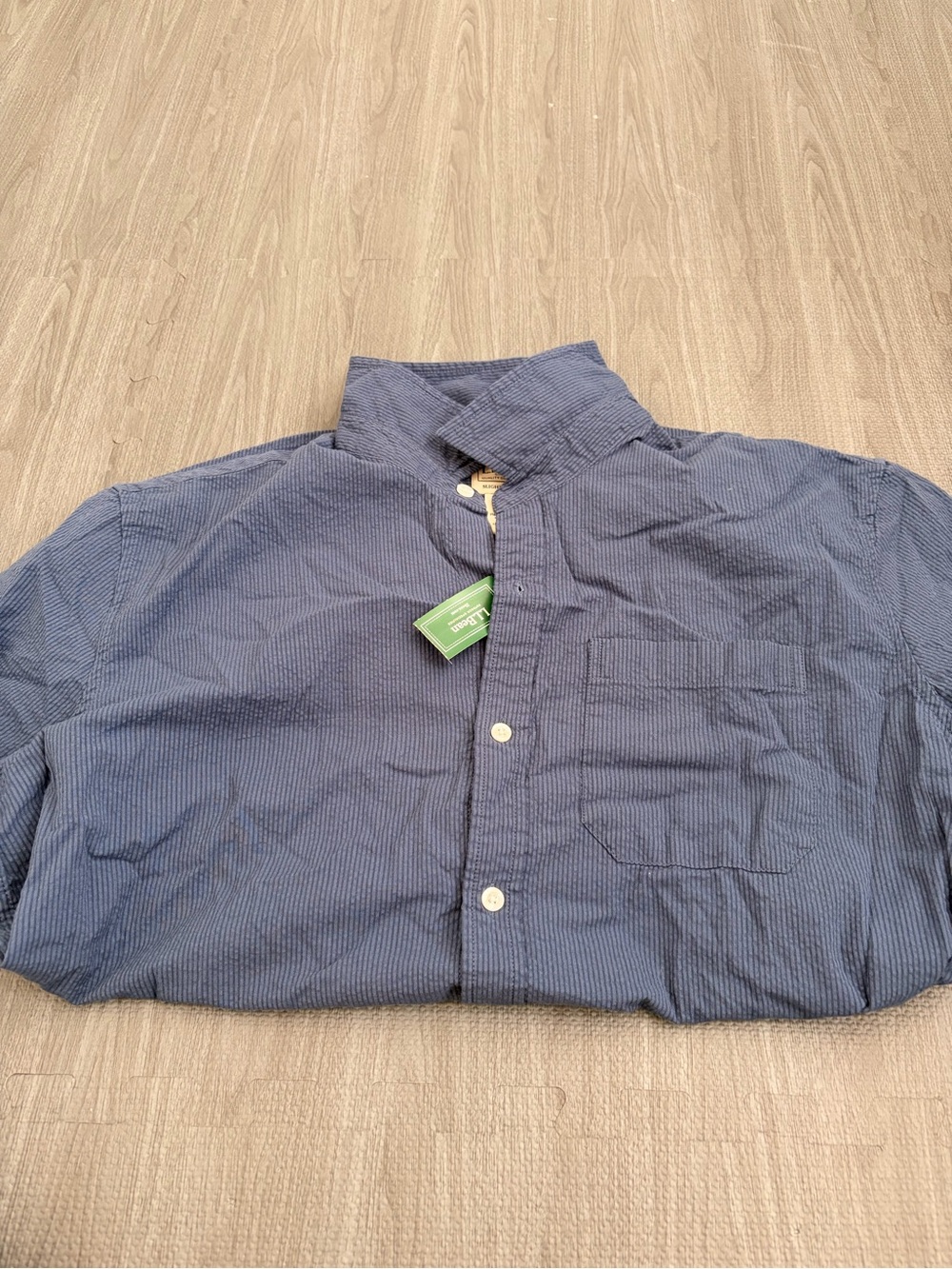 L.L. Bean Men's Blue Textured Button-Down Shirt